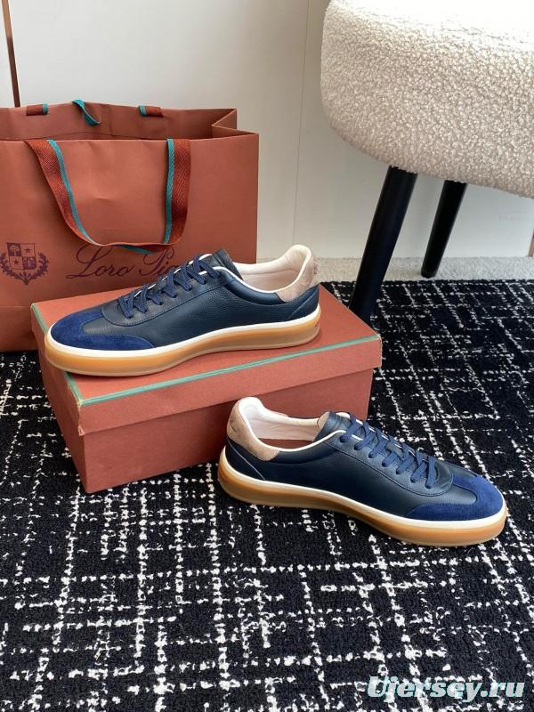 2024 Unisex Le Parmentier Blue Navy Leather Suede Plimsolls MJ00320