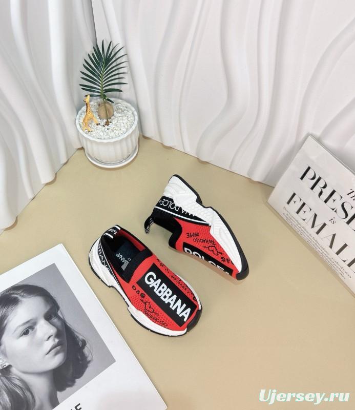 2024 Kids Dolce & Gabbana Red Black White Nylon Sneaker