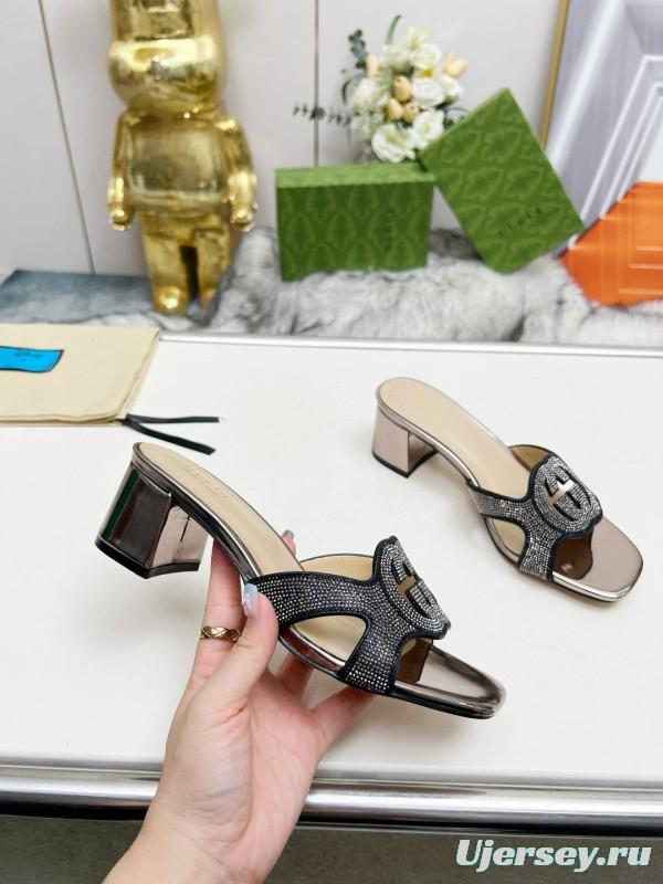 2025 Gucci Black Leather Slippers MJ00190