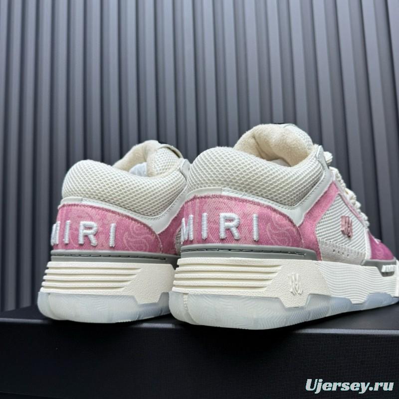 2024 Unisex Amiri Pink White Mesh Suede Sneakers MJ00360