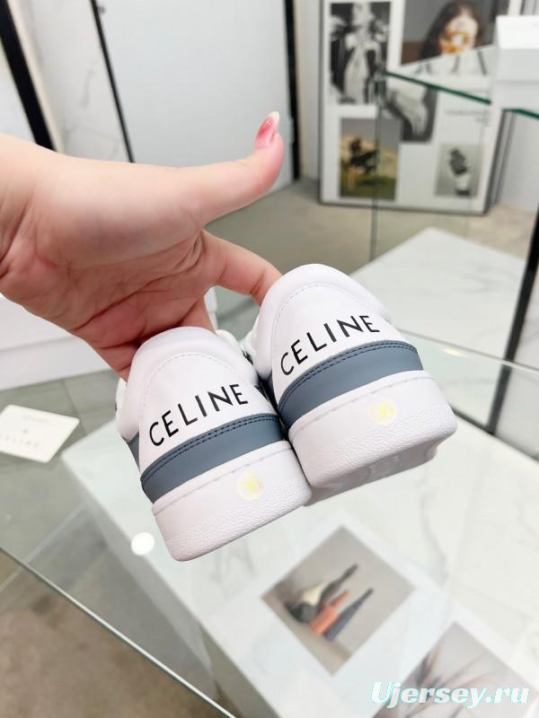 2025 Unisex CELINE White Grey Leather Sneakers