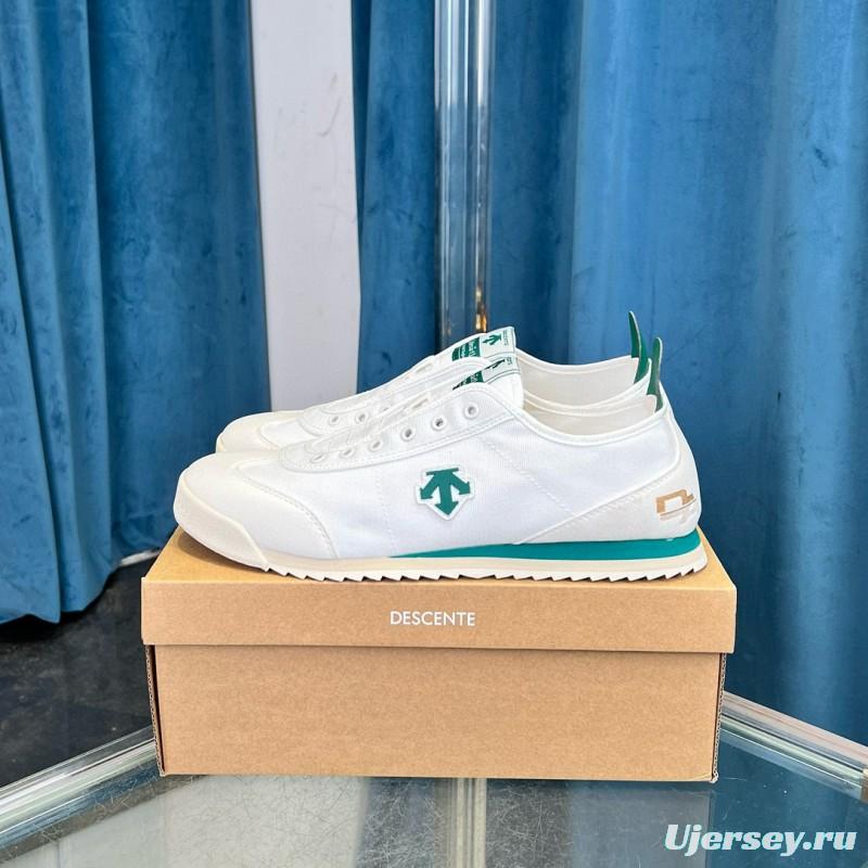 2024 Unisex DESCENTE white green canvas sneakers MJ00280