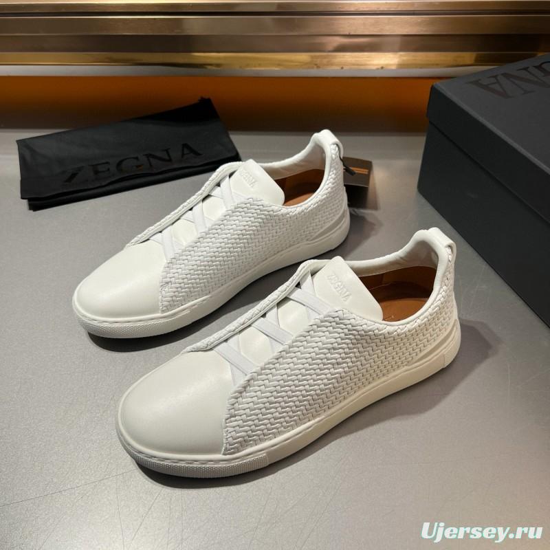 2024 Men Ermenegildo Zegna White Leather PELLETESSUTA Sneakers MJ00280