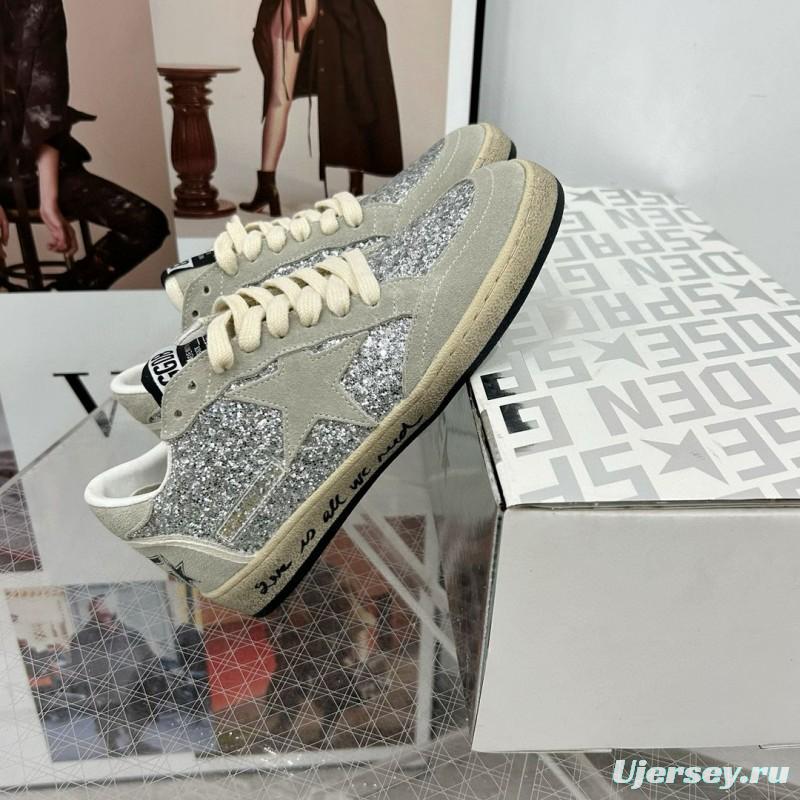 2024 Unisex GGDB Silver Grey Suede Glitter Low Top Sneakers MJ00260