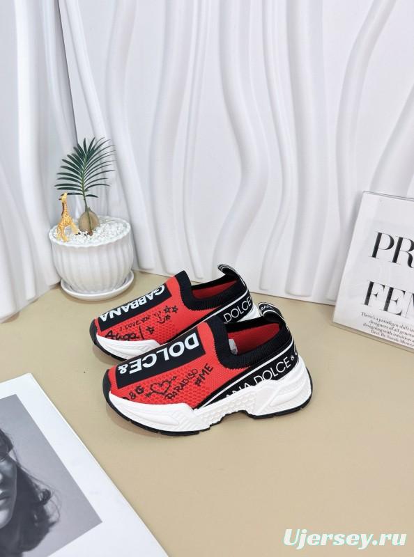 2024 Kids Dolce & Gabbana Red Black White Nylon Sneaker