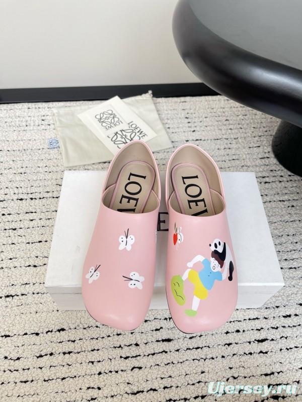 2025 Women Loewe Pink Leather Slippers LY00270