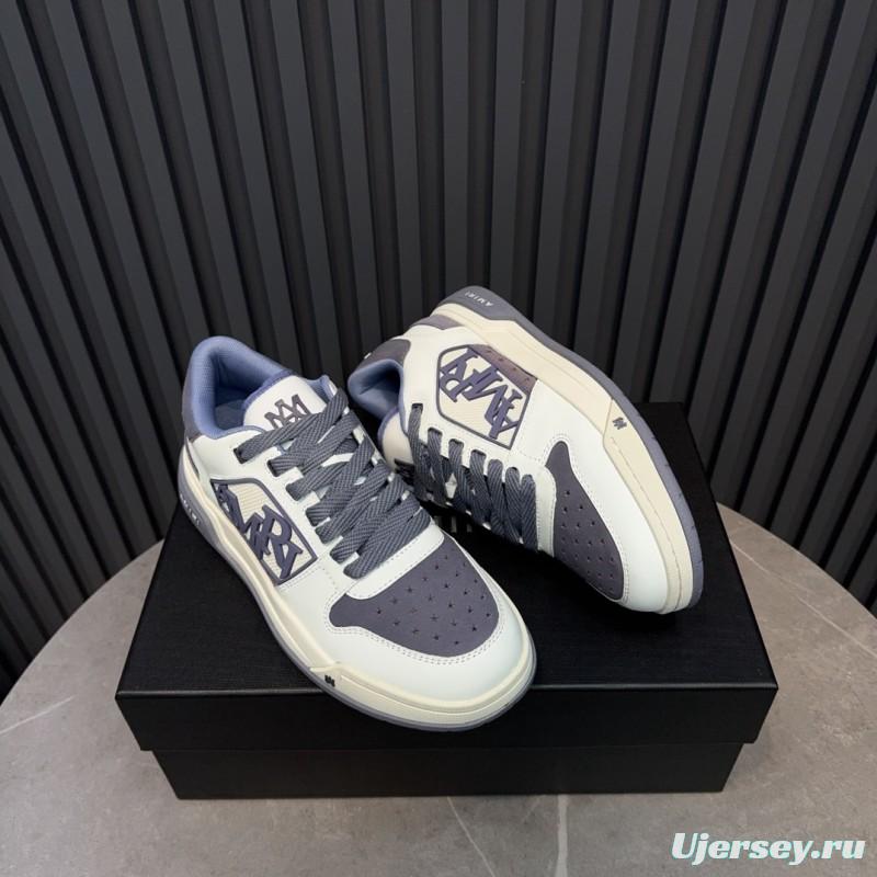 2025 Unisex Amiri White Grey Leather Sneakers MJ00360