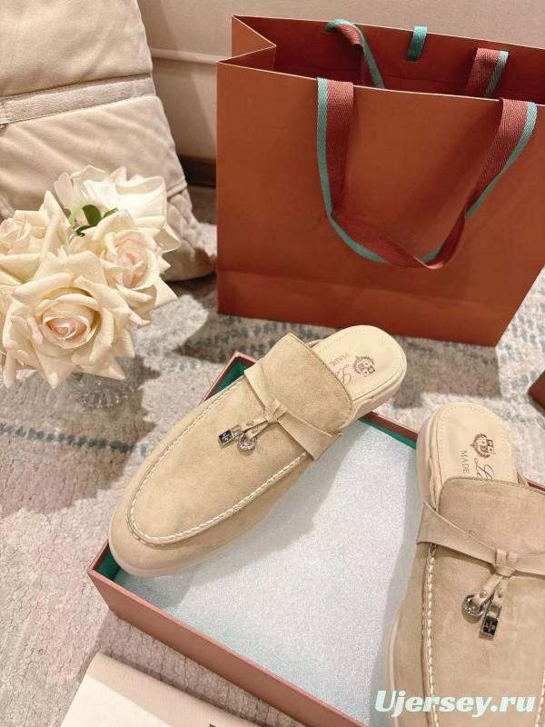 2025 Slippers Loro Piana Beige Suede Slippers