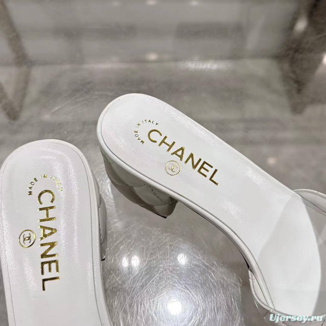 2025 Women Chanel White Leather Sandals LY00280