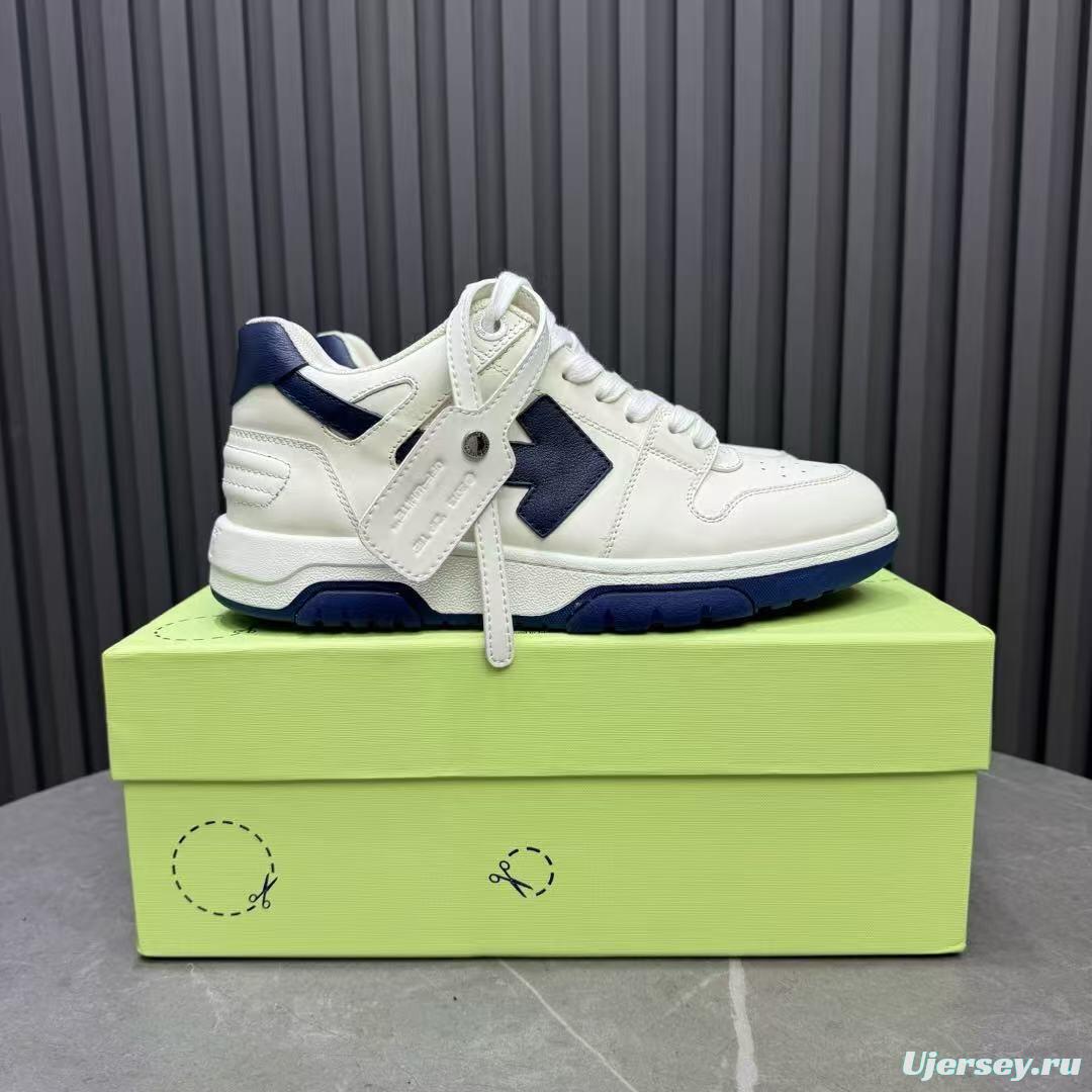 2025 Unisex Off-White White Navy Leather Sneakers KFY00310