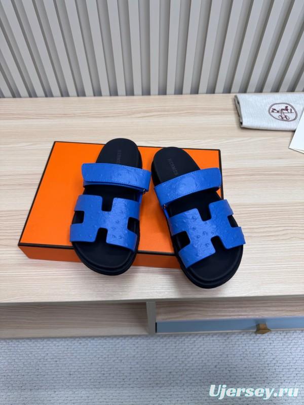 2025 Slippers Hermès Blue Leather Slippers
