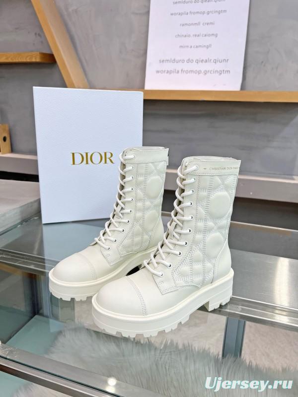 2024 Women Dior white leather boots MJ00430