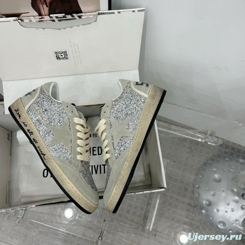 2024 Unisex GGDB Silver Grey Suede Glitter Low Top Sneakers MJ00260
