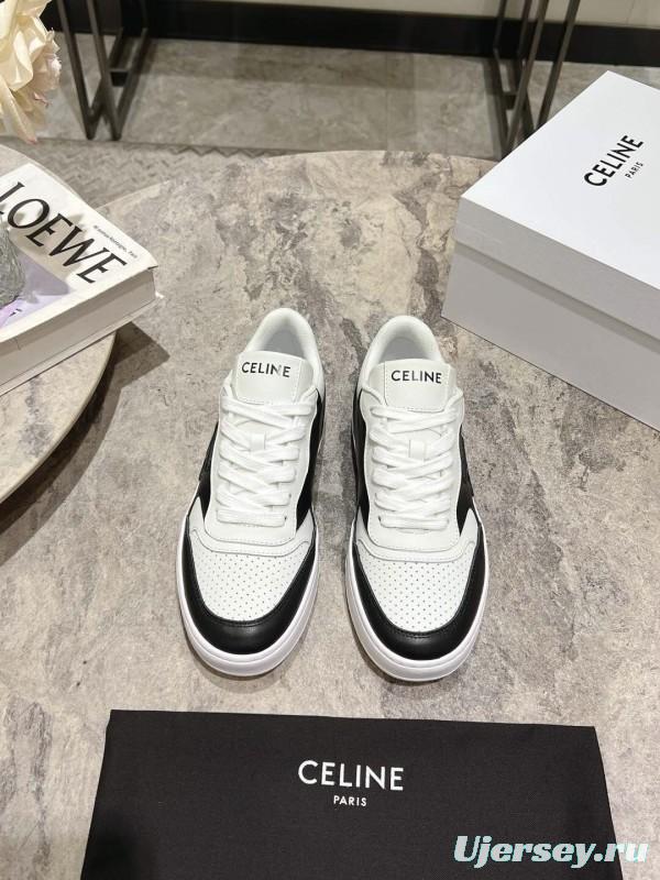 2025 Women Celine Black White Leather Sneaker