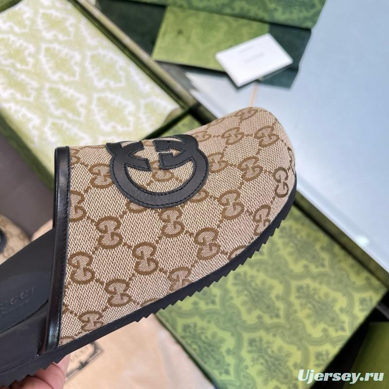 2024 Slippers Gucci beige black fabric mule MJ00280