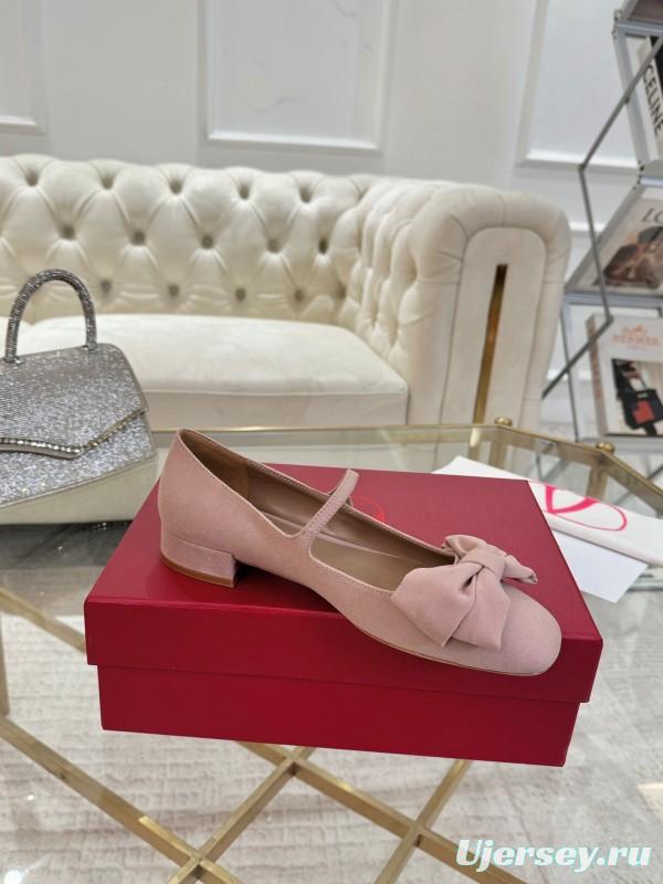 2025 Women Valentino Pink Cotton Mary Jane Bow LY00300