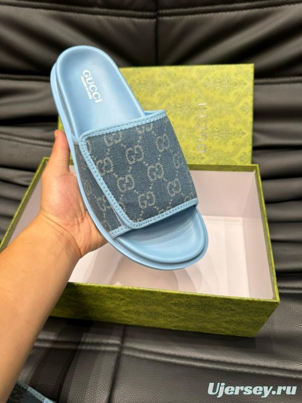 2024 Gucci blue fabric slippers MJ00200