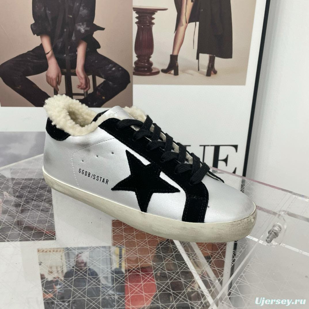 2025 Women GGDB Black White Leather Shearling Sneaker