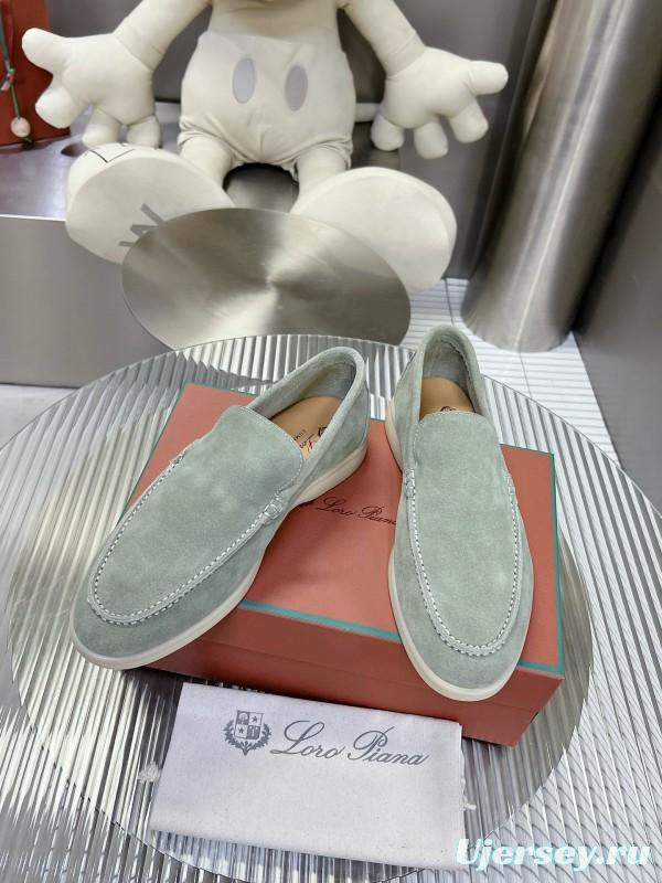 2024 Women LP Light Grey Suede Loafers MJ00270