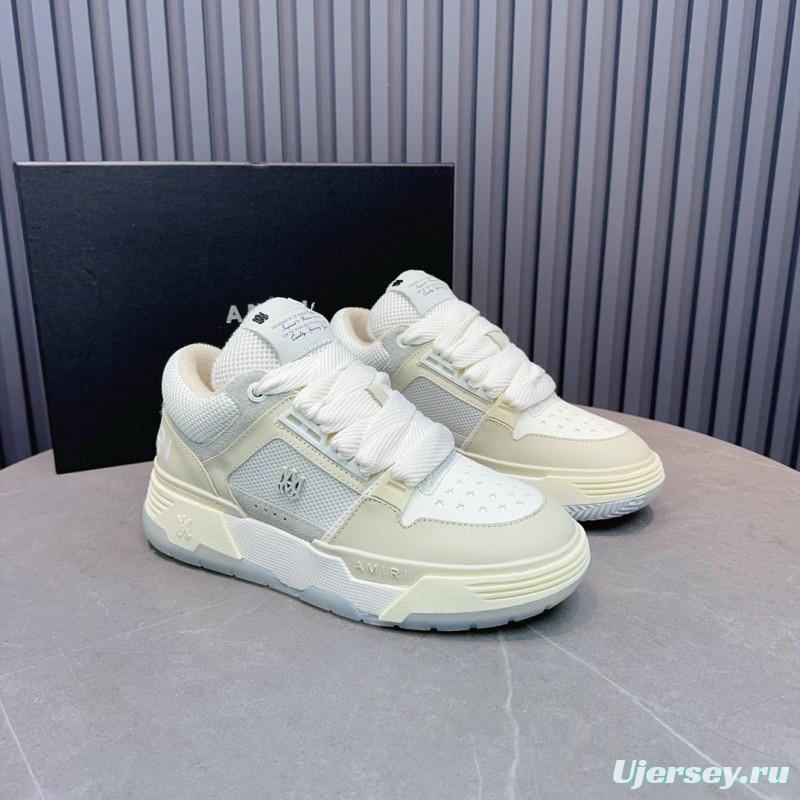 2024 Unisex Amiri White Mesh Leather Sneakers MJ00360
