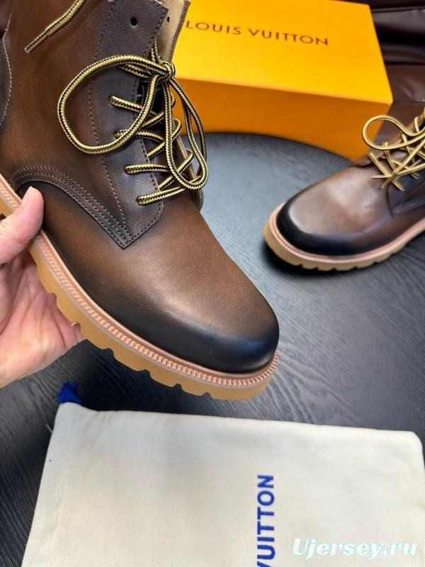 2024 Men Louis Vuitton Brown Calf Leather Boots MJ00440