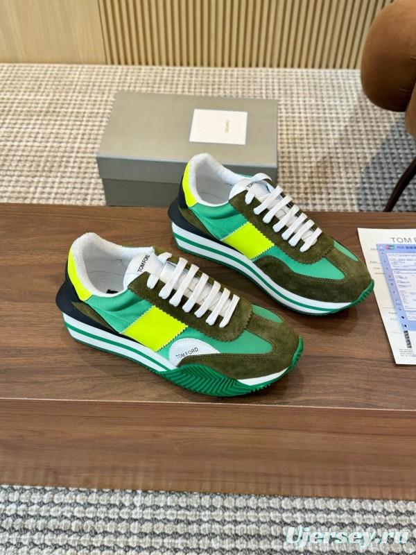 2025 Unisex TOM FORD Green Yellow White Suede Leather Sneakers LY00360(F)/LY00370(M)