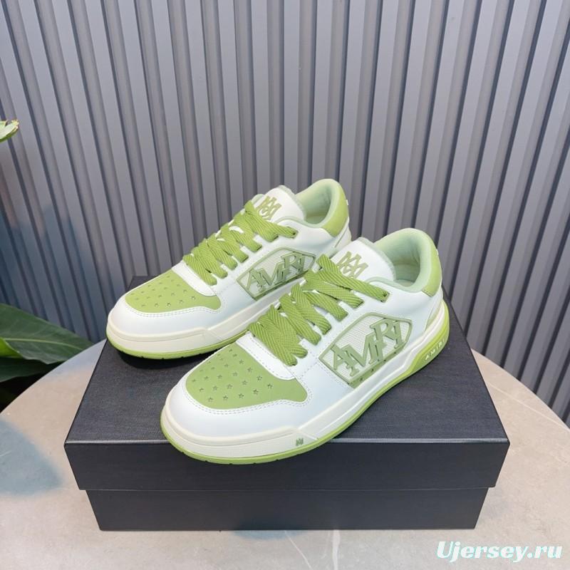 2025 Unisex Amiri Green White Leather Sneakers MJ00360