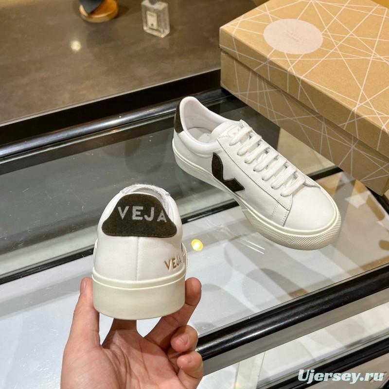 2025 Unisex VEJA White Black Leather Canvas Vulcanized Sneakers MJ00240