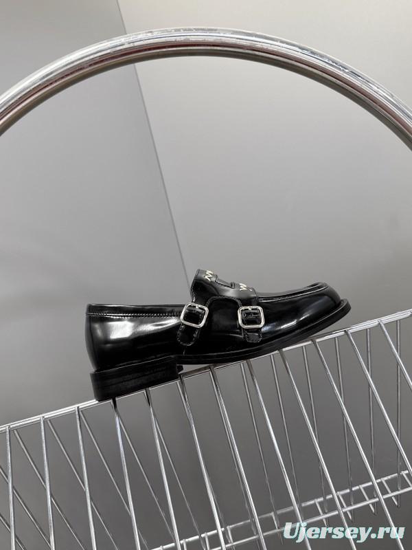 2025 Women Marni Black Leather Loafers KFY00320