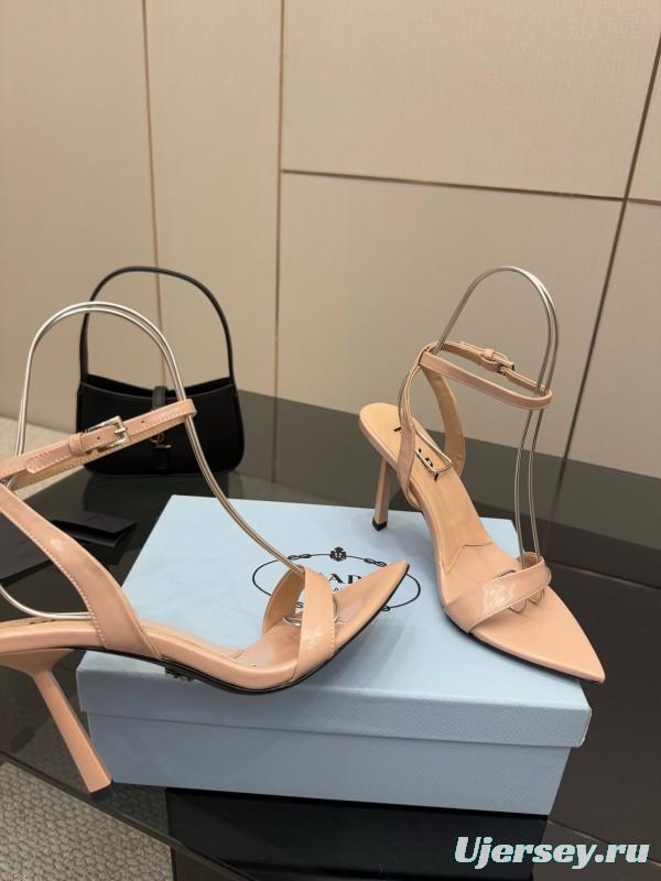2025 Women Prada Nude Leather Sandals