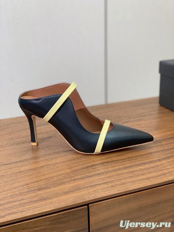 2025 Women Malone Souliers Black Yellow Leather Pumps