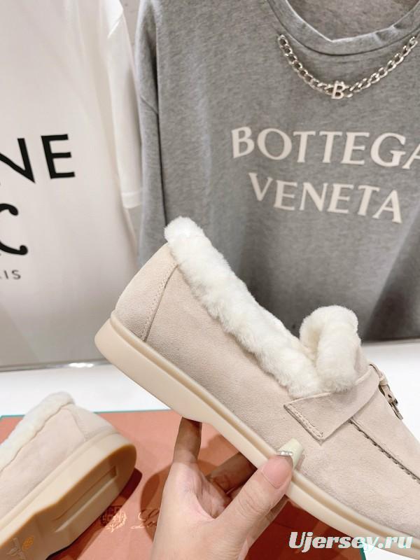 2024 Unisex Le Parmentier Beige Suede Sheepskin Loafers MJ00300