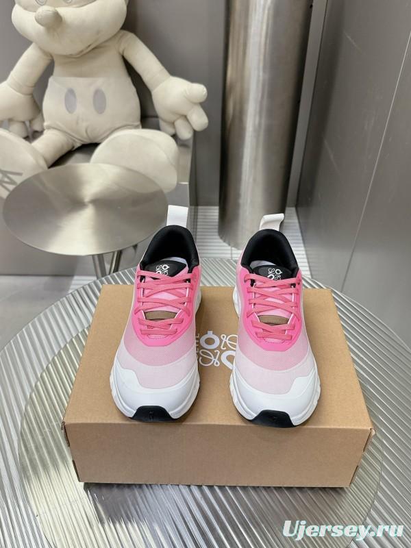 2025 Women Loewe Pink White Mesh Leather Sneakers