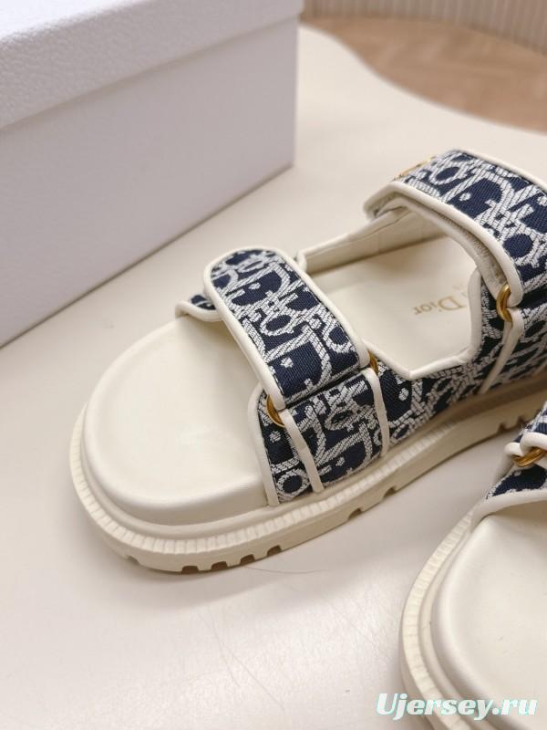 2025 Slippers Dior Blue White Canvas Slippers