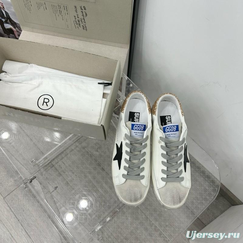 2025 Women GGDB White Black Glitter Leather Suede Sneakers
