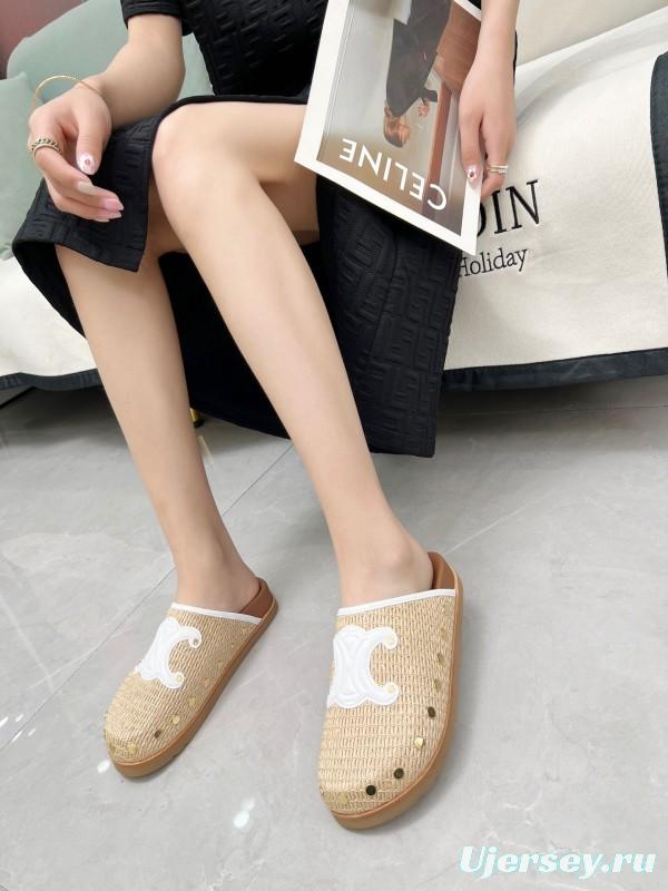 2025 CELINE Beige Leather Slippers LY00241