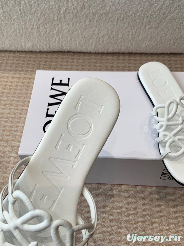 2025 Loewe White Leather Slippers