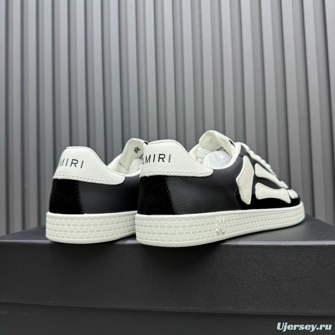 2024 Unisex Amiri Black White Leather Sneakers MJ00300