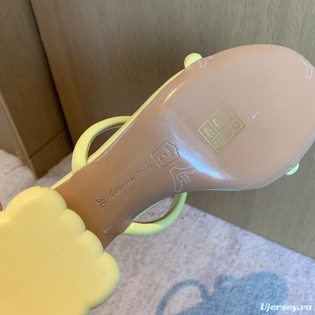 2025 Women Gianvito Rossi Yellow Leather Sandals