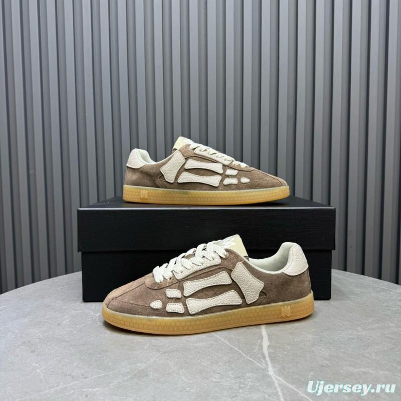 2024 Unisex Amiri Beige White Suede Leather Sneakers MJ00300