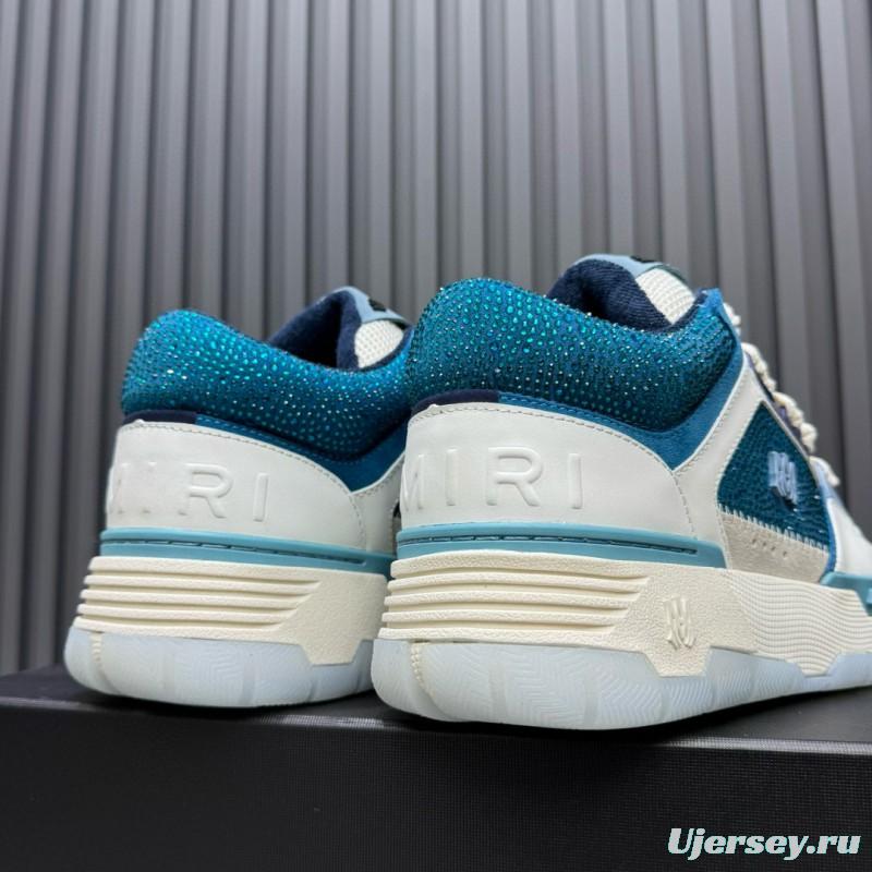 2024 Unisex Amiri Blue White Leather Mesh Sneakers MJ00410