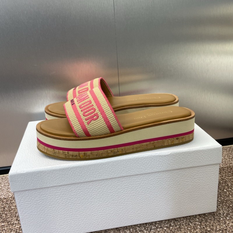 2025 Slippers Dior Pink Canvas Slide