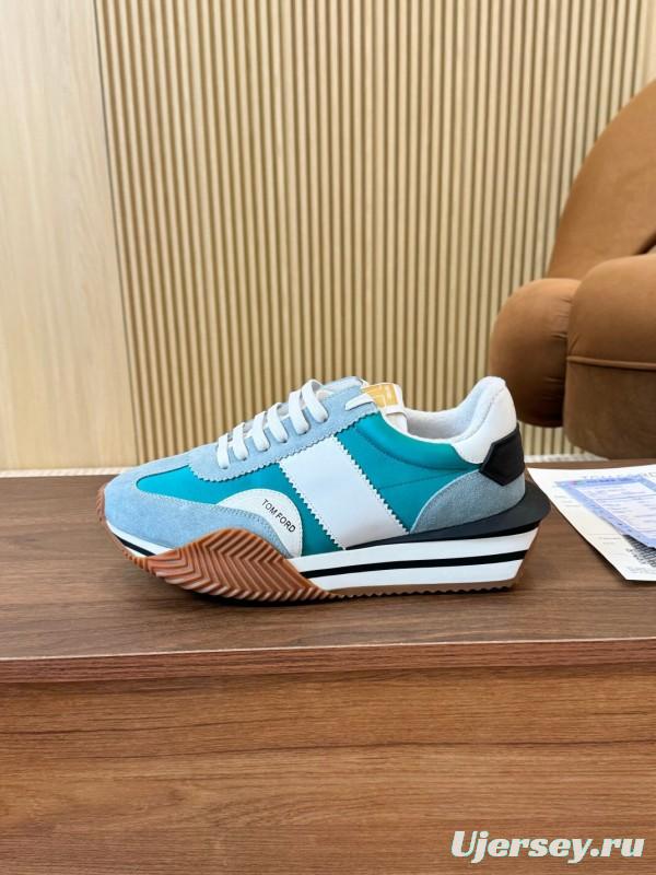 2025 Unisex TOM FORD Blue White Black Suede Leather Sneakers LY00360(F)/LY00370(M)