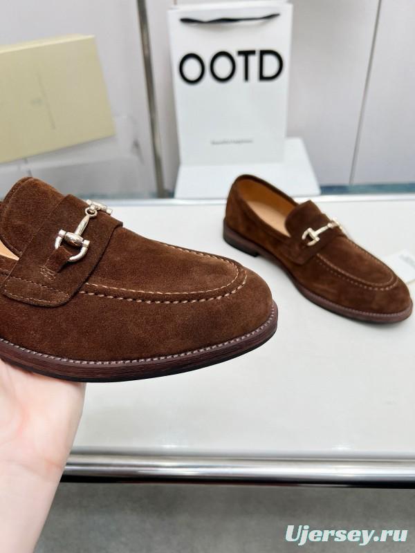 2024 Men Brunello Cucinelli Brown Suede Leather Loafers MJ00480