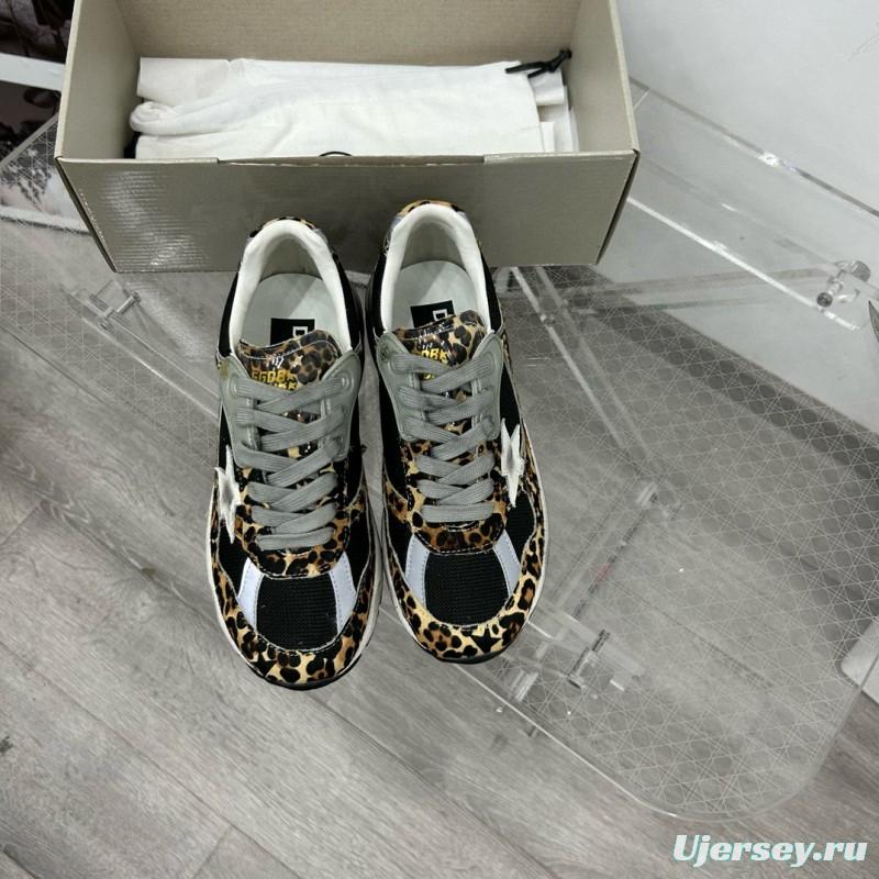 2024 Women GGDB Leopard Black Grey Mesh Leather Sneakers