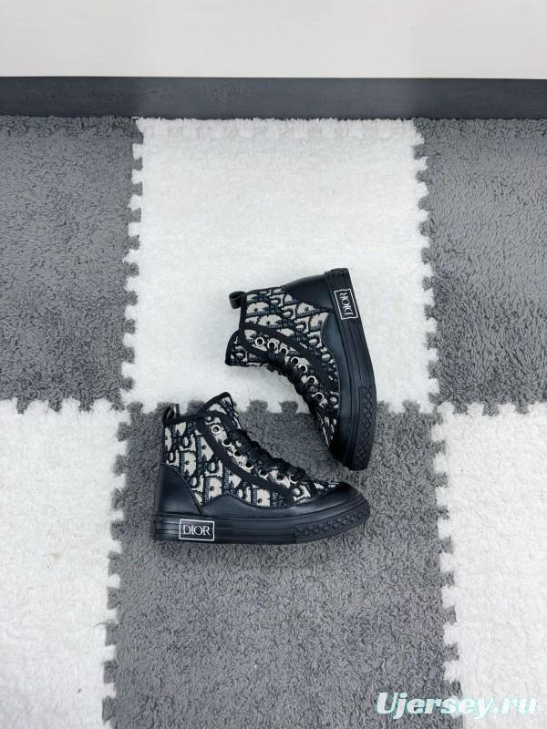 2024 Kids Dior Black White Canvas Sneakers