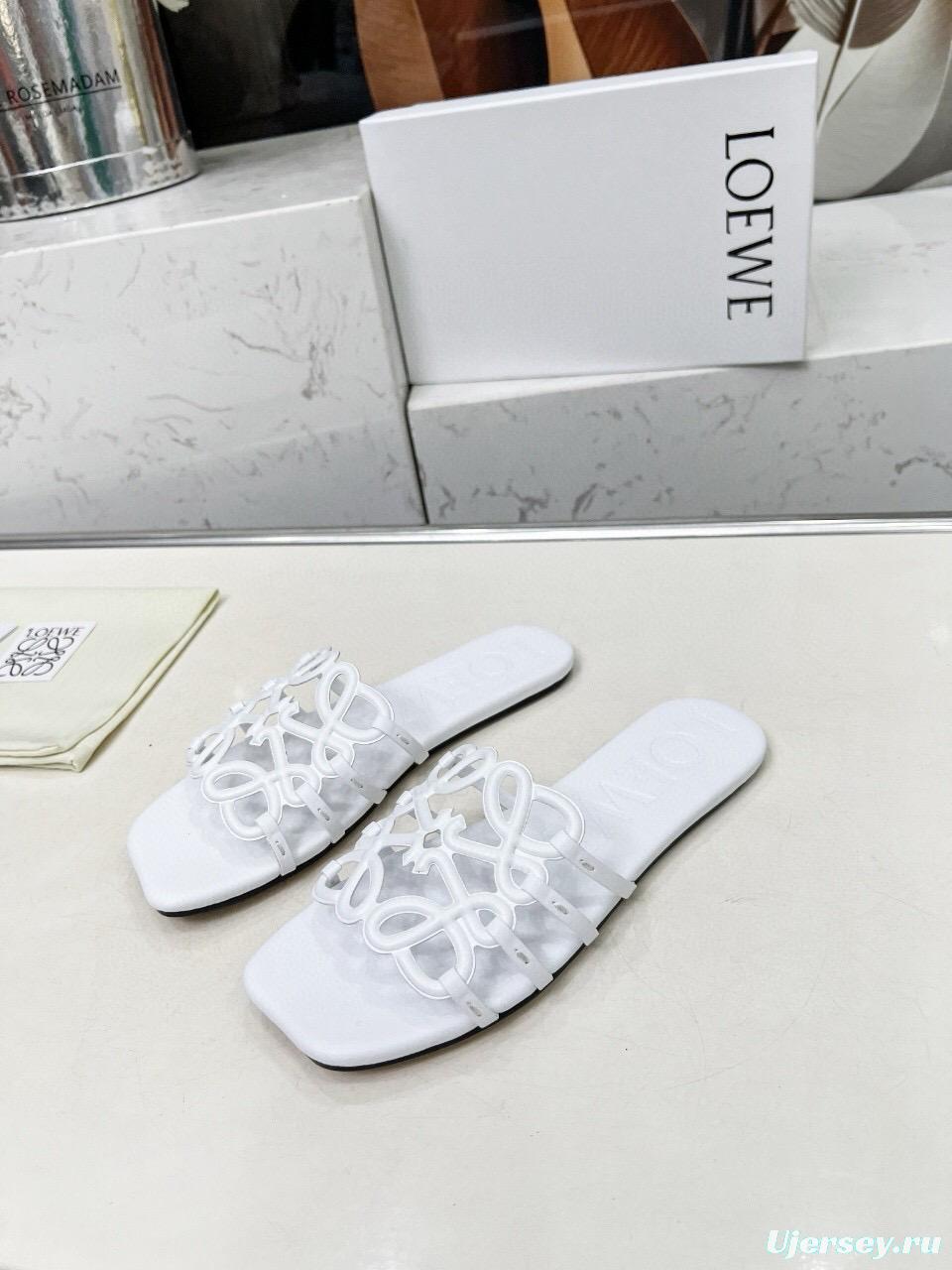 2025 Slippers Loewe White Leather Limited Edition LY00190
