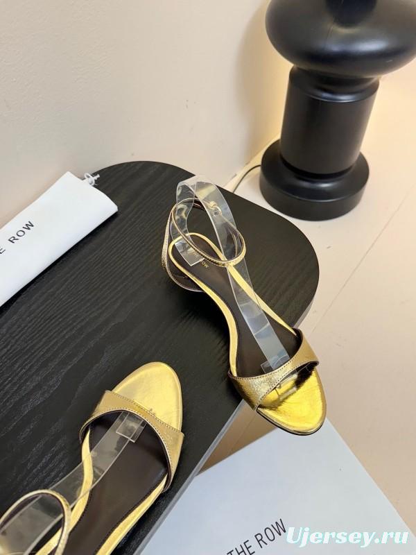 2025 Women The Row Gold Leather Sandals