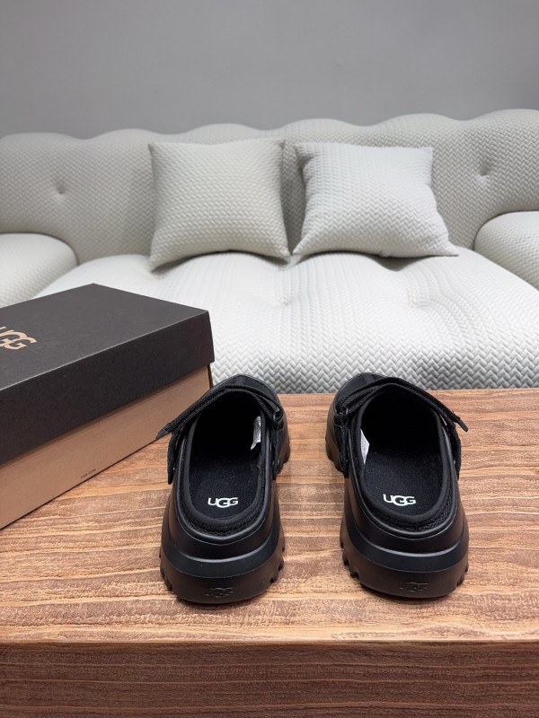 2025 Unisex UGG Black Textile Rubber Slippers Strap KFY00220(F)/KFY00230(M)