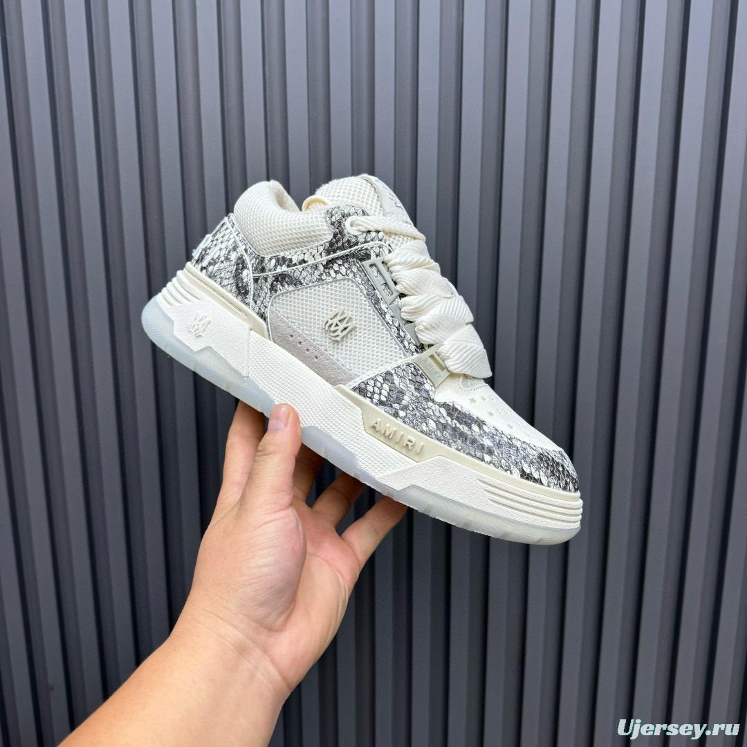 2024 Unisex Amiri Cream Beige Snake Leather Sneakers MJ00360